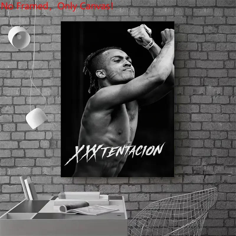 1 piece/set frameless canvas painting print poster, Artwork, hip-hop culture Characters realism art, Modern Aesthetic, XXX Tentacion, ideal gift for Rap Music lovers, bedroom, living room, kitchen, Cool Wall Art, wall decoration, Living Room Decorations