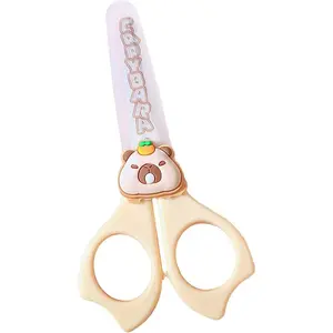 Cute Cartoon Capybara Scissors, Paper Cutters, Safe Round Tip Kids Tools, Anti-Slip Handle, Ideal for School & Home Crafts, Art Activities