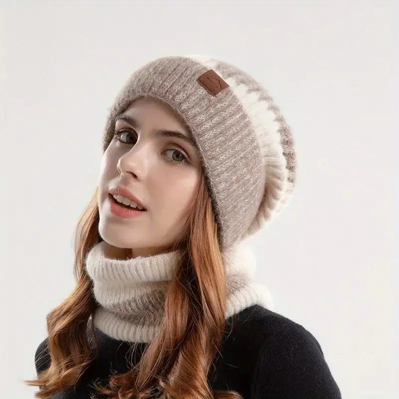 Women's Extra Warm Marled Knit 2-Piece Beanie & Neck Warmer Set - Stay Toasty, Stylish This Winter