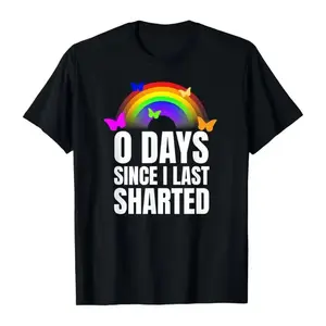 “O Days Since I Last Sharted” Funny Graphic T-Shirt, Humorous Embarrassing Airport Meme Tee, Unisex Cotton Short Sleeve Top, Casual Outdoor & Everyday Wear, Gag Gift for Men & Women