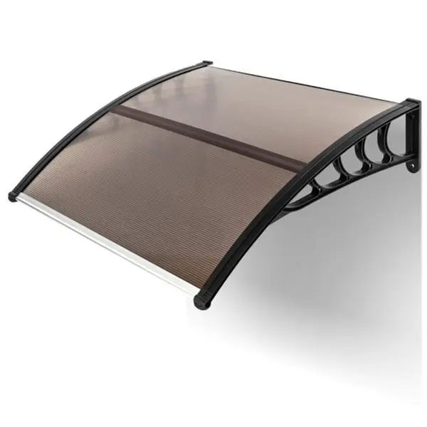 【Summervibes】Karlhome Window Awning Door Canopy, 80*38 inch Window Awning Overhead Modern Polycarbonate Cover Outdoor Front Porch Patio Canopy UV Rain Snow Sunlight Protection Hollow Sheet/Brown