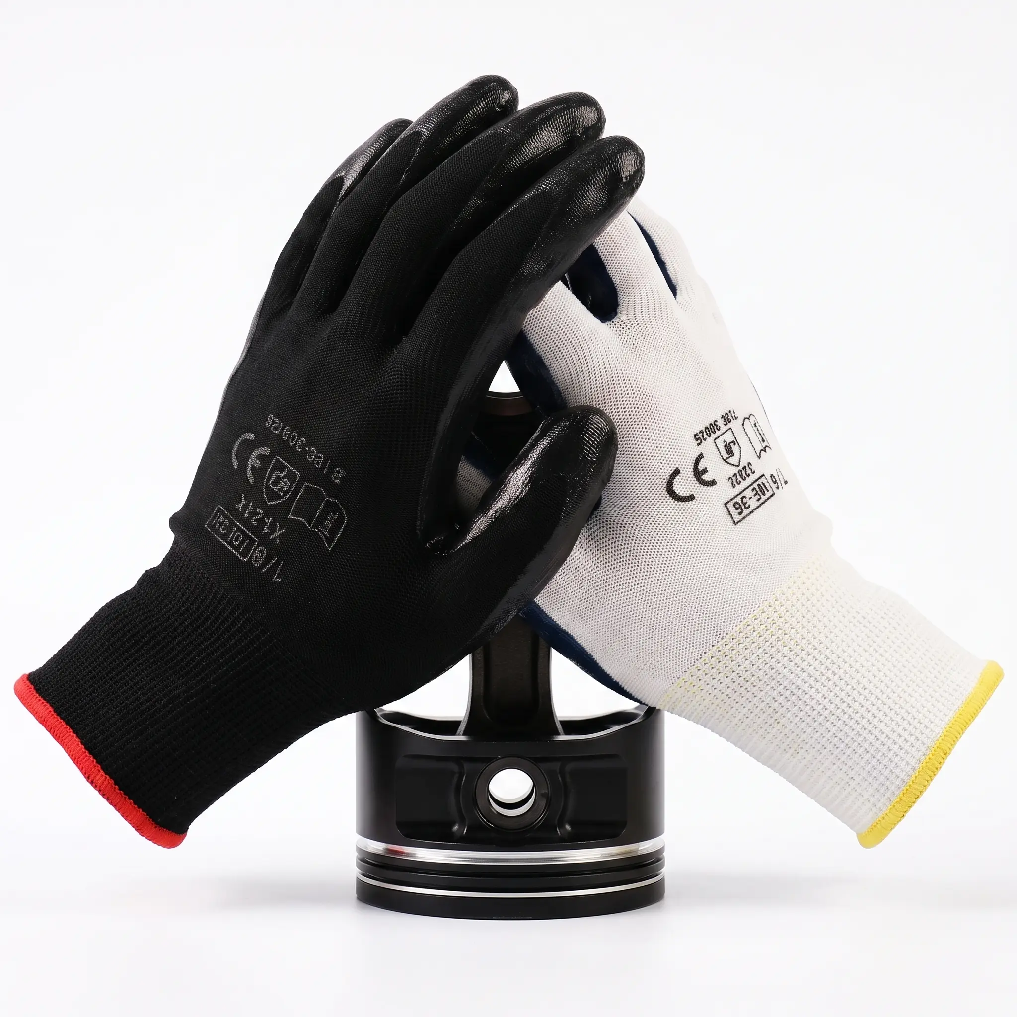 3-Pair Pack Black Heavy Duty Nitrile Dipped Protective Gloves, Nylon Full Palm Coated Mechanic Work Safety Gloves, Oil-Resistant Anti-Slip Multi Purpose for Auto Repair, Construction, Heavy Duty Gloves