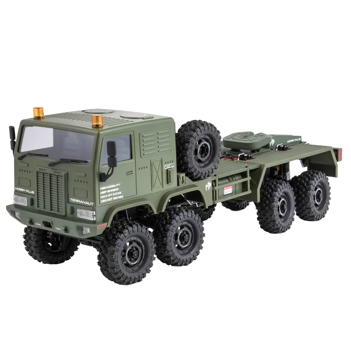 Hobby Plus 1/18 Scale CR18P Terranaut 8x8 Battery-Powered RTR RC Crawler - RC Controlled Model Car, Electric Remote Control Vehicle with Anti-Roll Bar, Cells, Aggressive MT Tires, Aluminum Parts, Flysky ESC/Receiver Combo, Rc Model Car