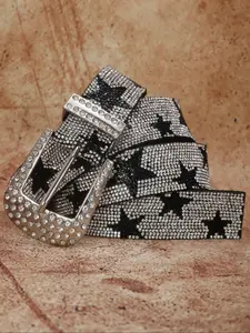 1pc Men Women Y2K Western Cowboy Cowgirl Belt, Luxury Fashion Punk Diamond Star Waistband, Sparkling Western Belt, Daily Use Nightclub Rock Streetwear