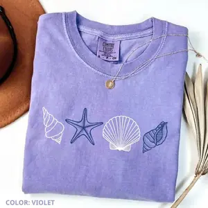Comfort Colors Vintage Seashell T-shirt, Beach Ocean Lover Tee Gift, Summer Vibes, Trendy Outfits- SoftHype Apparel