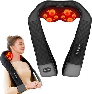 KNQZE Shiatsu Neck and Back Massager with Heat 4D Deep Tissue Kneading for Shoulder massage machines Back Leg Muscle Pain Relief Cordless Relaxation Aid  lymphatic drainage  Gifts for Mom Women heated