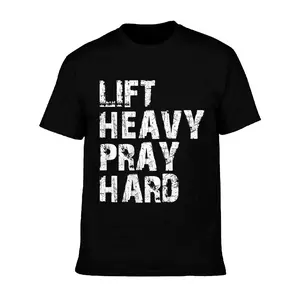 Christian Gym "Lift Heavy Pray Hard" Print T-Shirt |     Workout Wear