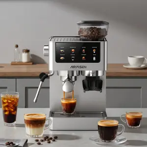 Home 20-Bar Espresso Machine with Grinder, 1350w, With Color Touchscreen, ,Milk Frother Steam Wand,Cold-Press Espresso,Customize Coffee Volumn Appliance espresso machine