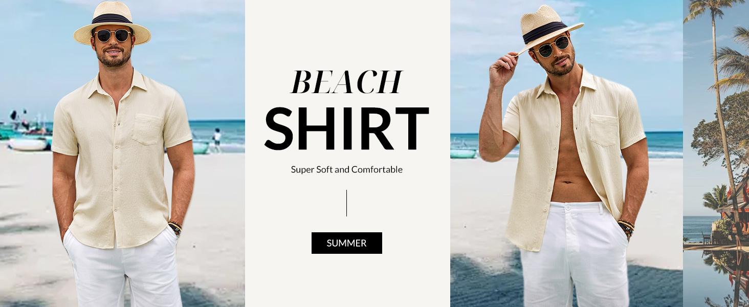 COOFANDY Mens Button Down Short Sleeve Shirt Casual Shirts Summer Beach Textured Shirts with Pocket COOFANDY Mens Button Down Short Sleeve Shirt Casual Shirts Summer Beach Textured Shirts with Pocket