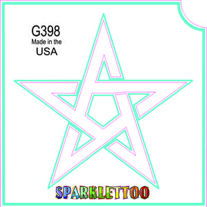 212 MAIN Ruby Red Glitter Tattoo Stencils G398 - 100-Pack, 3-Ply Pentagram Design, 1.5x2.3x2.3 in., Glitter Finish, American Made, FDA Safe (for Men's Costume & Special Occasion Accessories)