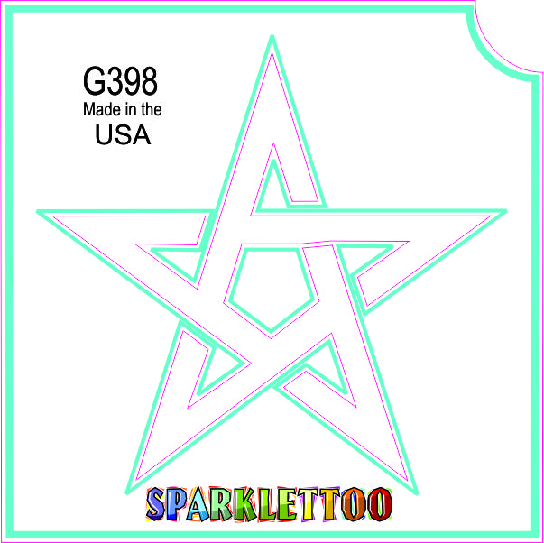 212 MAIN Men's Ruby Red Glitter Tattoo Stencils G398 - 100-Pack, 3-Ply Pentagram Design, 1.5x2.3x2.3 in., Glitter Finish, American Made, FDA Safe (Costume & Special Occasion Accessories)