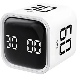 Pomodoro Timer, Cube Productivity Timer with Adjustable Sound and Vibration Alert, Ideal for Work, Office, , Study, and Tasks - 5/10/30/60 Minutes & Custom Countdown - White