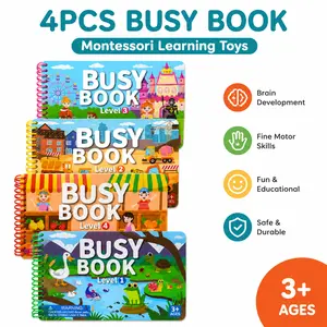 Montessori Style Busy Book for Toddlers 3-7, Pre-Assembled Learning Activities That Keep Kids Busy for Hours, Animal Matching Games, Reusable Stickers, Fine Motor Skills Toy, Screen-Free Travel Activity