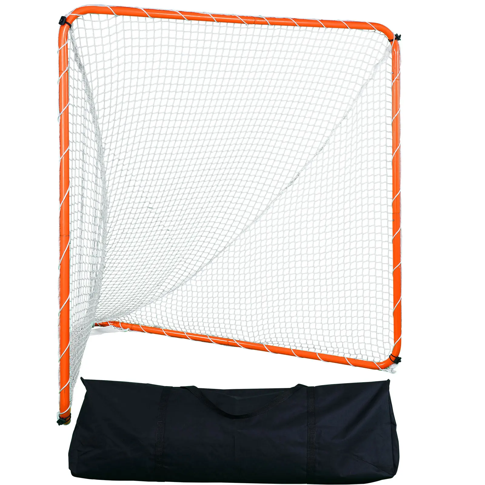 【summerfinds】VEVOR Lacrosse Goal, 6' x 6' Lacrosse Net, Steel Frame Backyard Lacrosse Training Equipment, Portable Lacrosse Goal with Carry Bag, Quick & Easy Setup, Perfect for Youth Adult Training, Orange