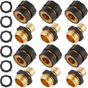 4/6 Set Quick Connect Hose Fittings for Garden Hose Quick Connector with Gasket, 3/4 Inch GHT Male and Female Attachment Quick Release Water Hose Adapter