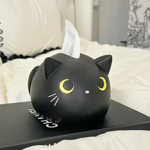 1 cute cat tissue box, cartoon black and white cat design, tissue storage box home decoration
