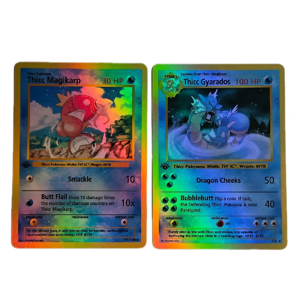 Custom "Thicc" Evolution Set - Magikarp & Gyarados Full Art - Rainbow or Hypno Holo