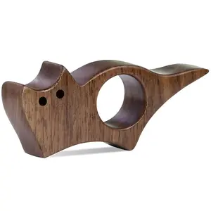 Wooden Animal-Theme Finger Bookmark, Creative Shape Page Holder Ring for Students, Easy Page-Marking Office Stationery for Books and Study