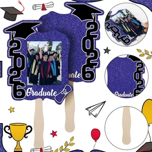 "Class of 2026" Handheld Fan — Double-Sided Printed Graduation Ceremony Photo Prop, Doubling as a Commemorative Keepsake and Graduation Party Supply
