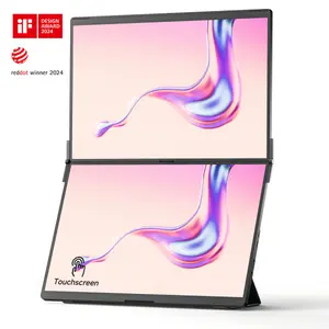JSAUX FlipGo 16" Portable Touchscreen Monitor, Dual IPS, Built-in HUB, Magnetic, One Cable Dual Display, Slim & Light for Laptops.