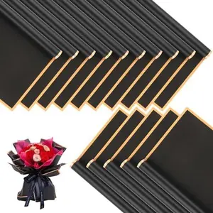 20 Sheets Black Korean Thick Glossy Waterproof Flower Wrapping Paper, Thick Paper Floral Bouquet Packaging Supplies for DIY Crafts, Wedding Gift Wrapping (Office Stationery & Gift Wrapping Supplies)