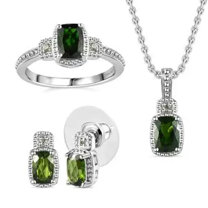 Shop LC Multi Color Mix Stainless Steel 925 Sterling Silver Halo Ring Earrings Pendant Necklace Set for Women Jewelry Birthday Mothers Day Gifts for Women