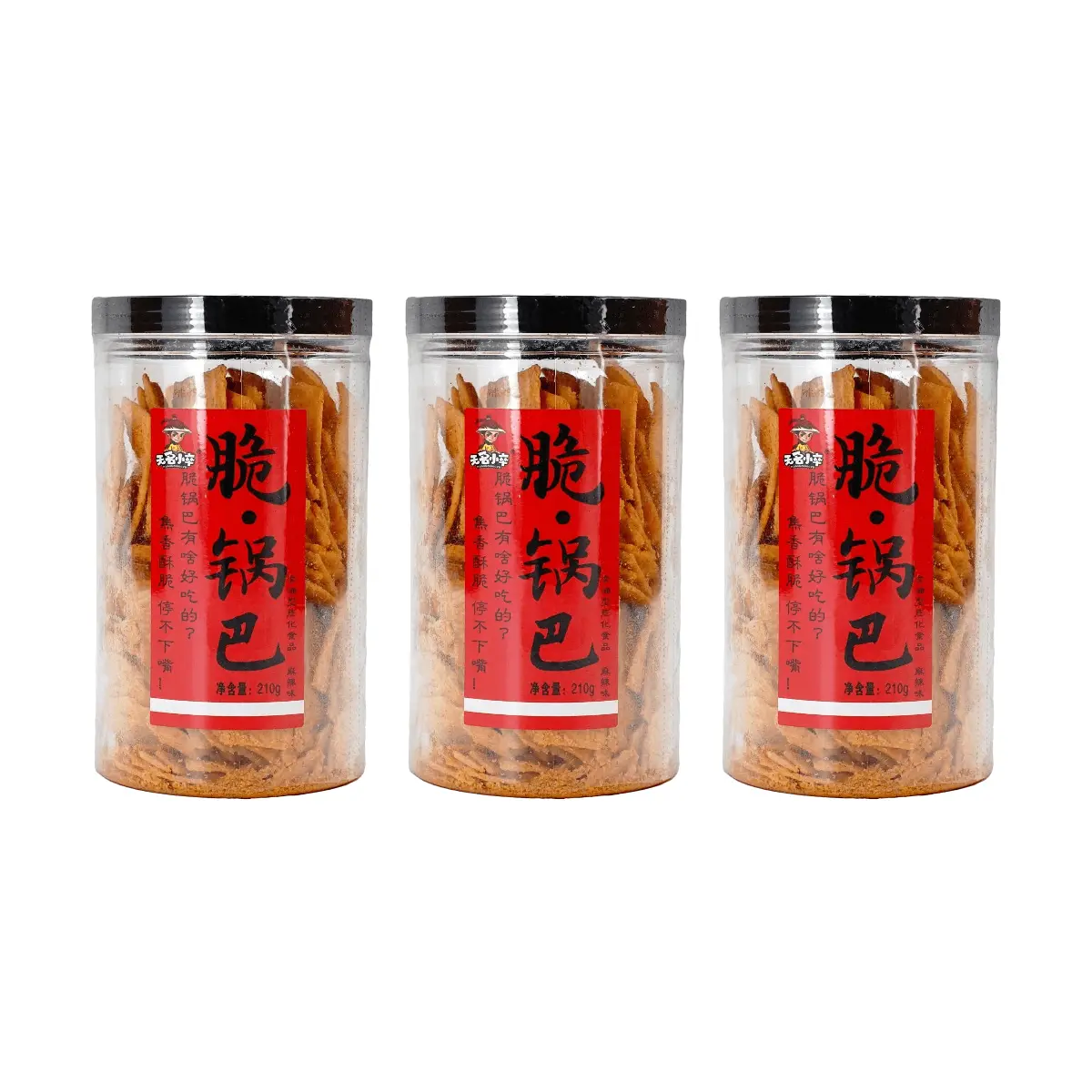 Wu Ming Xiao Zu Spicy Crispy Rice Crackers - Thin & Crunchy, 3-Pack Value Bundle (210g x 3)