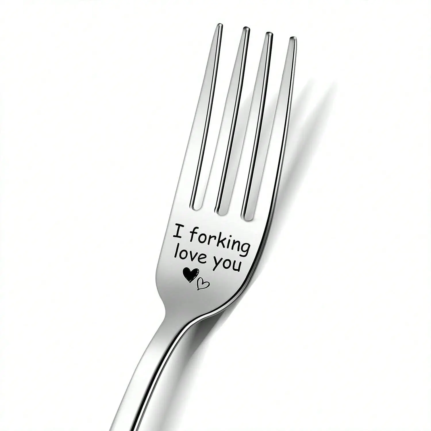 Mirror Polished Stainless Steel Fork Laser Engraved I Love You Novelty Gift for Boyfriend Anniversary Present Wedding Engagement Birthday Valentines Day Graduation Party Gifts Unique Birthday Gifts