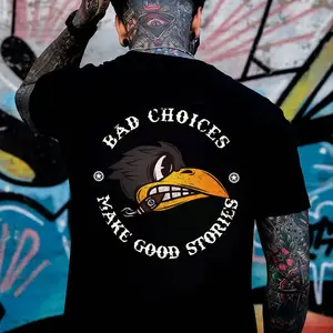 BAD CHOICES MAKE GOOD STORIES Smoking Crow Print Men's T-shirt