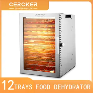 Cercker Food-Dehydrator Mac hine 12 Trays, 800W Dehydrator for Food, 10.9ft² Meat Dehydrator for Jerky,190ºF Dried Fruit Dehydrated,24H Timer,Powerful Drying Capacity for Fruits,Yogurt