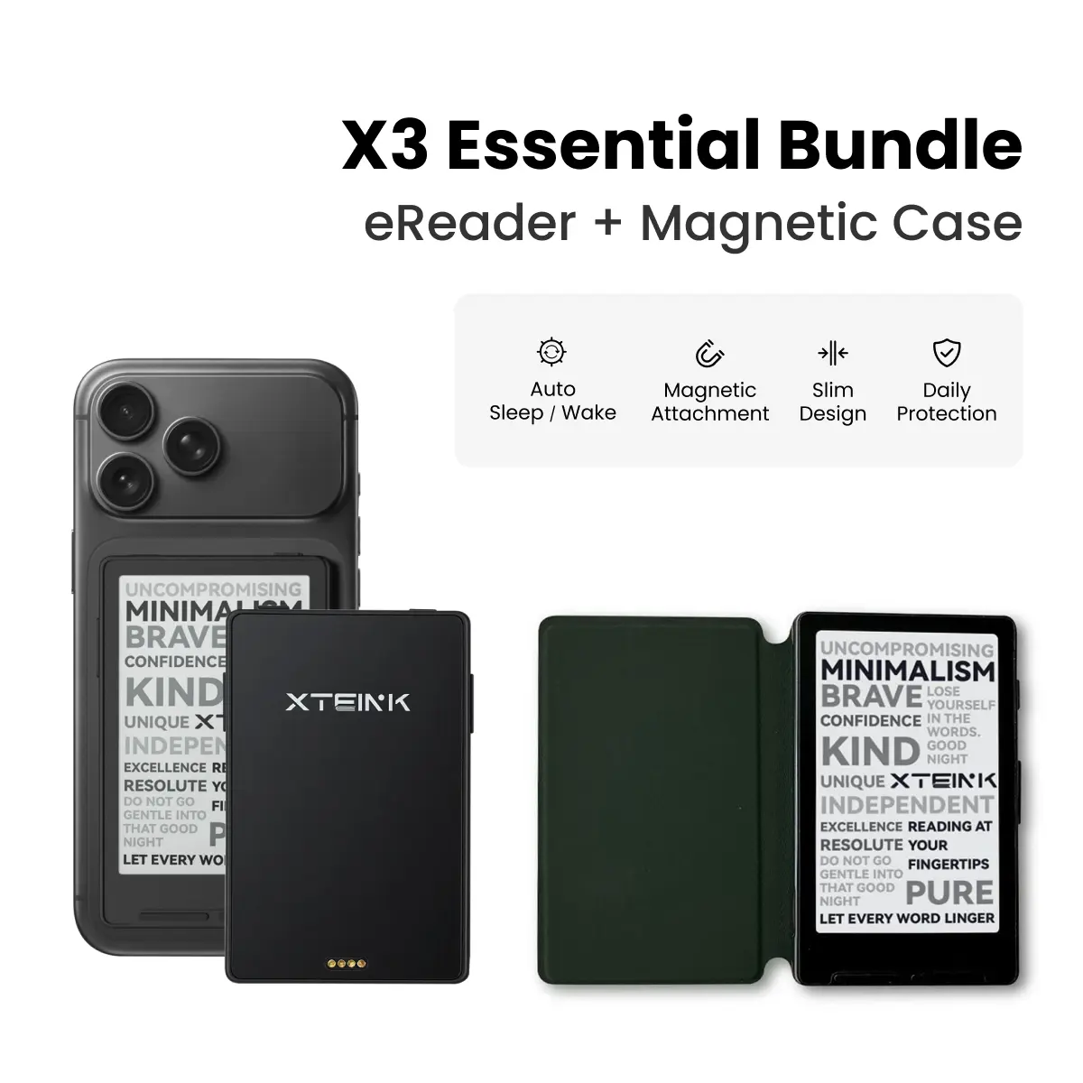 Xteink X3 Essential Bundle: eReader & Forest Green Case Xteink X3 Essential Bundle: eReader & Forest Green Case