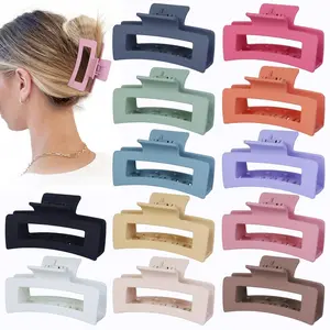 12 Pcs Medium Hair Clips, 3.5 Inch, Colorful - Hair Clips for Thick and Thin Hair, Square Claw Clips, Jaw Clips, Bulk Hair Accessories for Women and Girls magnets