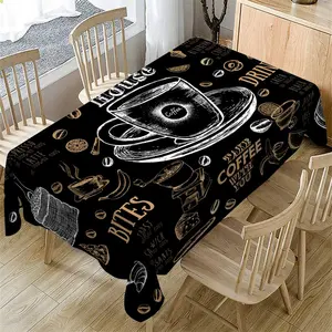 Coffee Pattern Tablecloth, Rectangular Tablecloth, Rectangle Tablecloth, Decorative Tablecloth for Home Kitchen Dining Room, Table Decoration Supplies for Home Kitchen Dining Room, Picnic Table Cover