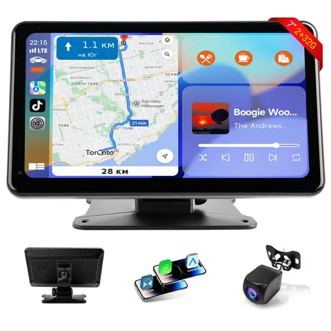 Haudio 2026 Upgraded Wireless CarPlay & Android Auto 7inchscreen Car Video Player, HD Touch Screen, Backup Camera, Voice Control, FM, Universal Fit Auto Accessories, Car Accessories Interior