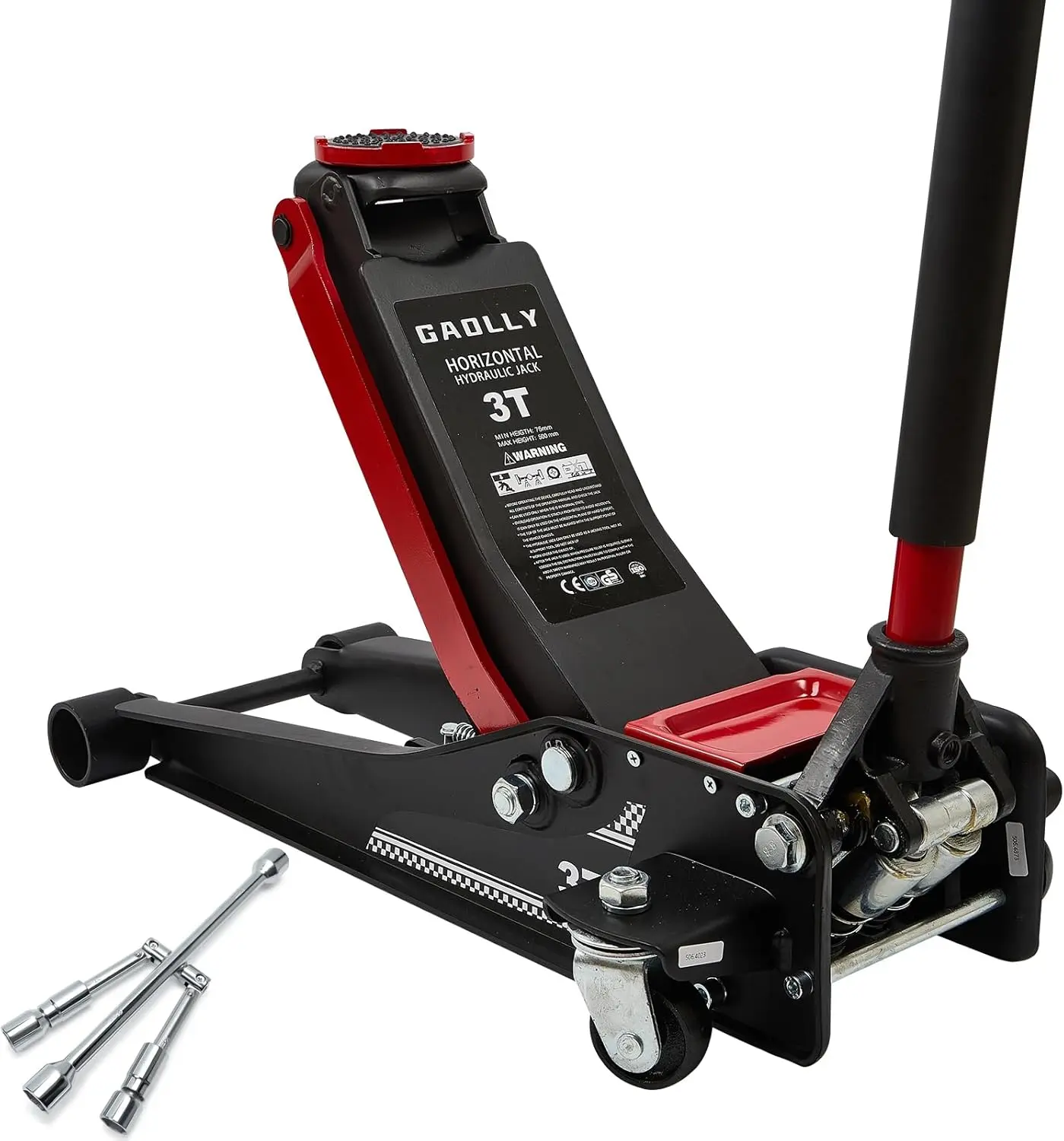 3 Ton Low Profile, Heavy-Duty Steel Racing Floor Jack with Dual Pistons Quick Lift Pump, with Lug Wrench Lifting Range 3.35"-19.69"