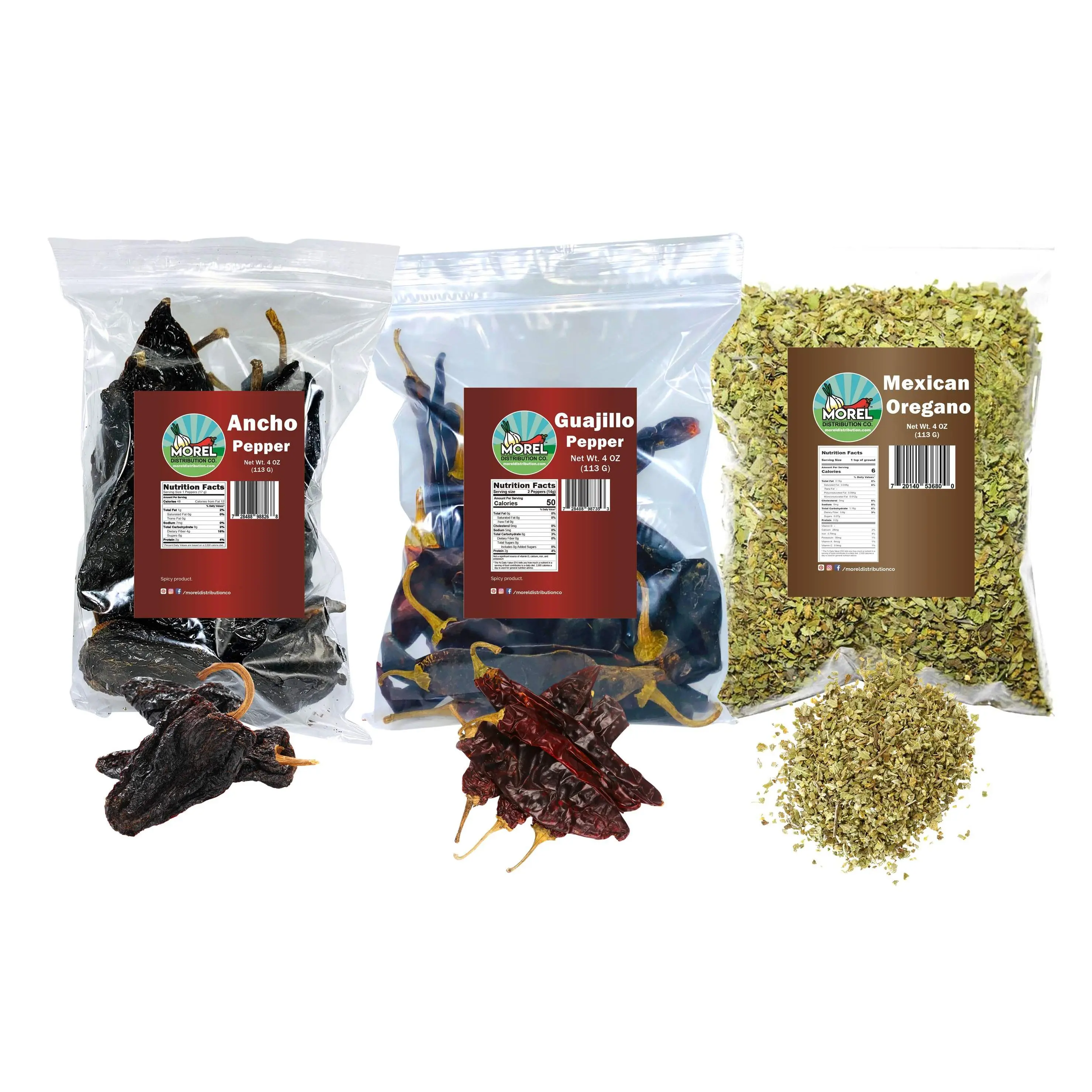 Mexican Cuisine Variety Pack (12 oz Total) Ancho Chiles, Guajillo Chiles, and Mexican Oregano- The Mexican Cuisine.