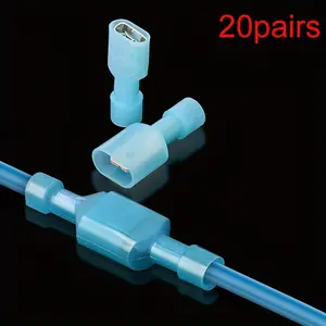 40 pieces/20 sets of male/female quick-disconnect spade wire crimp connectors, fully insulated nylon electrical crimp cold-press terminal connectors