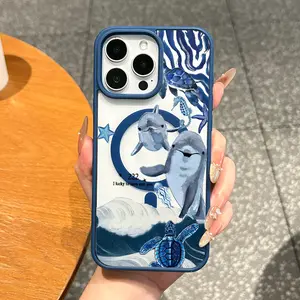 Premium Magnetic Case for iPhone11/12/13/14/15/16/17/promax 222 Dolphin & Turtle Ocean Art MagSafe Ready,Anti-Fall,Ultra-Thin Design|Perfect for Everyday Use