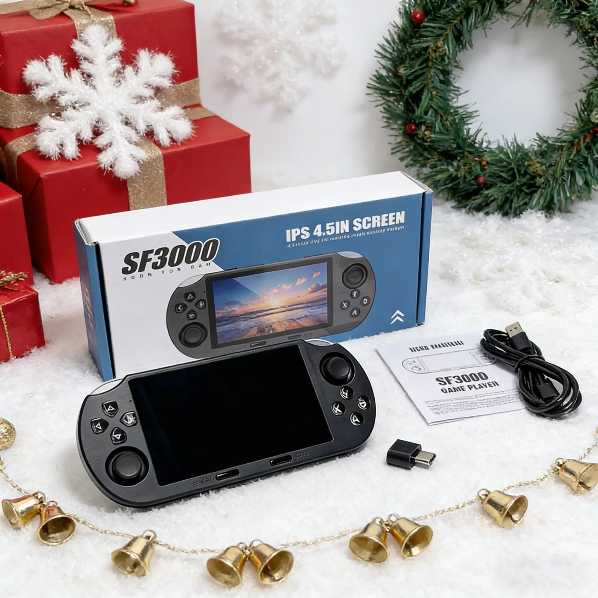 Rediscover Childhood Joy! Sf3000 Retro Handheld Gaming Console with over 20,000 Games, 14+ Emulators, 4.5 Inch IPS HD Screen