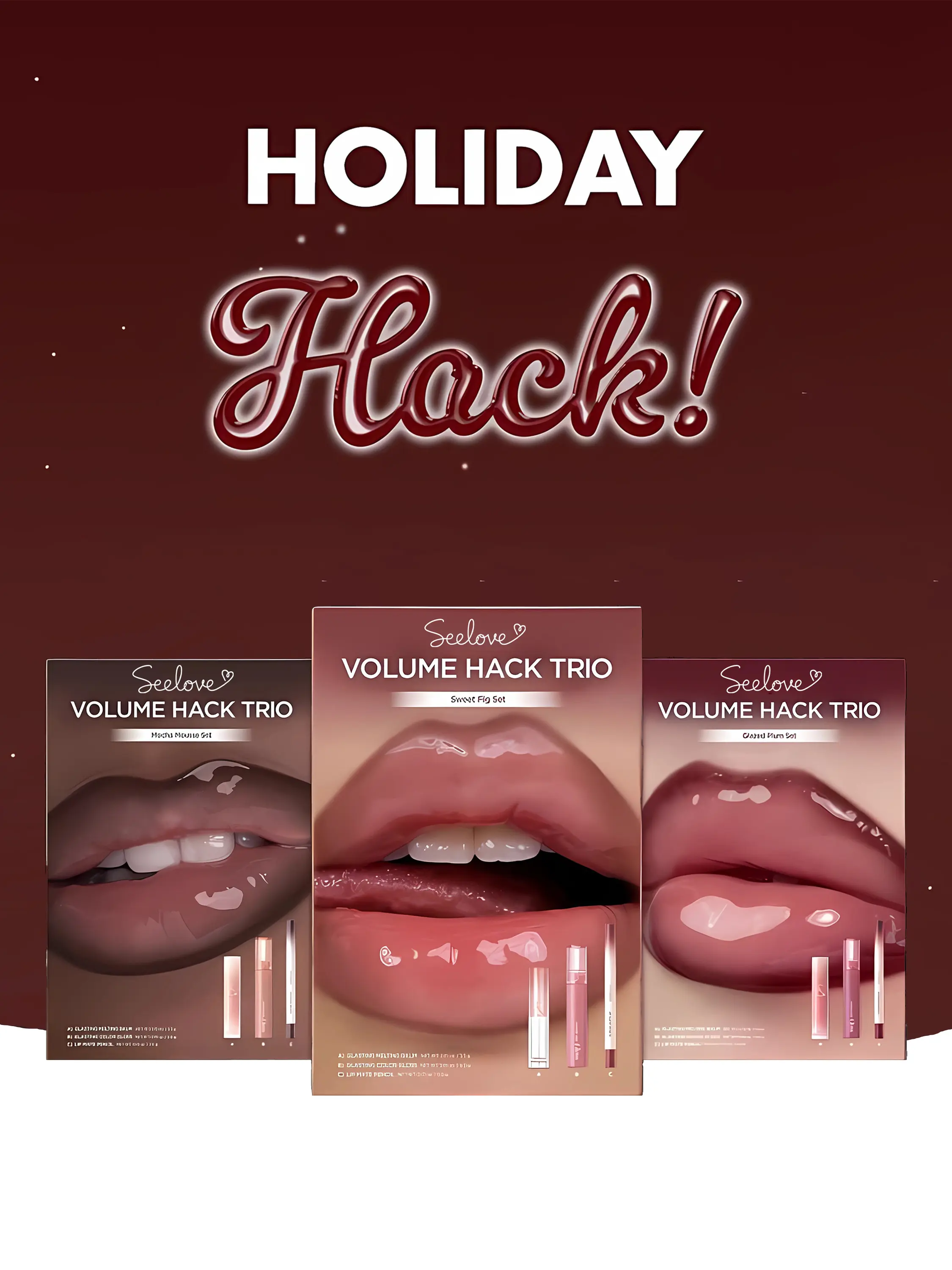 Fuller Lips, Faster! Sweet Fig Triple-Action Plumping Kit - Lip Liner + Balm + Ultra-Gloss | Hydrating + Plumping + Shining in 1 Set