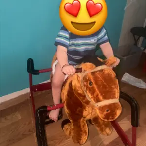 Qaba Durable Plush Toddlers Spring Rocking Horse, Bouncing Rocker Toy with Realistic Sounds