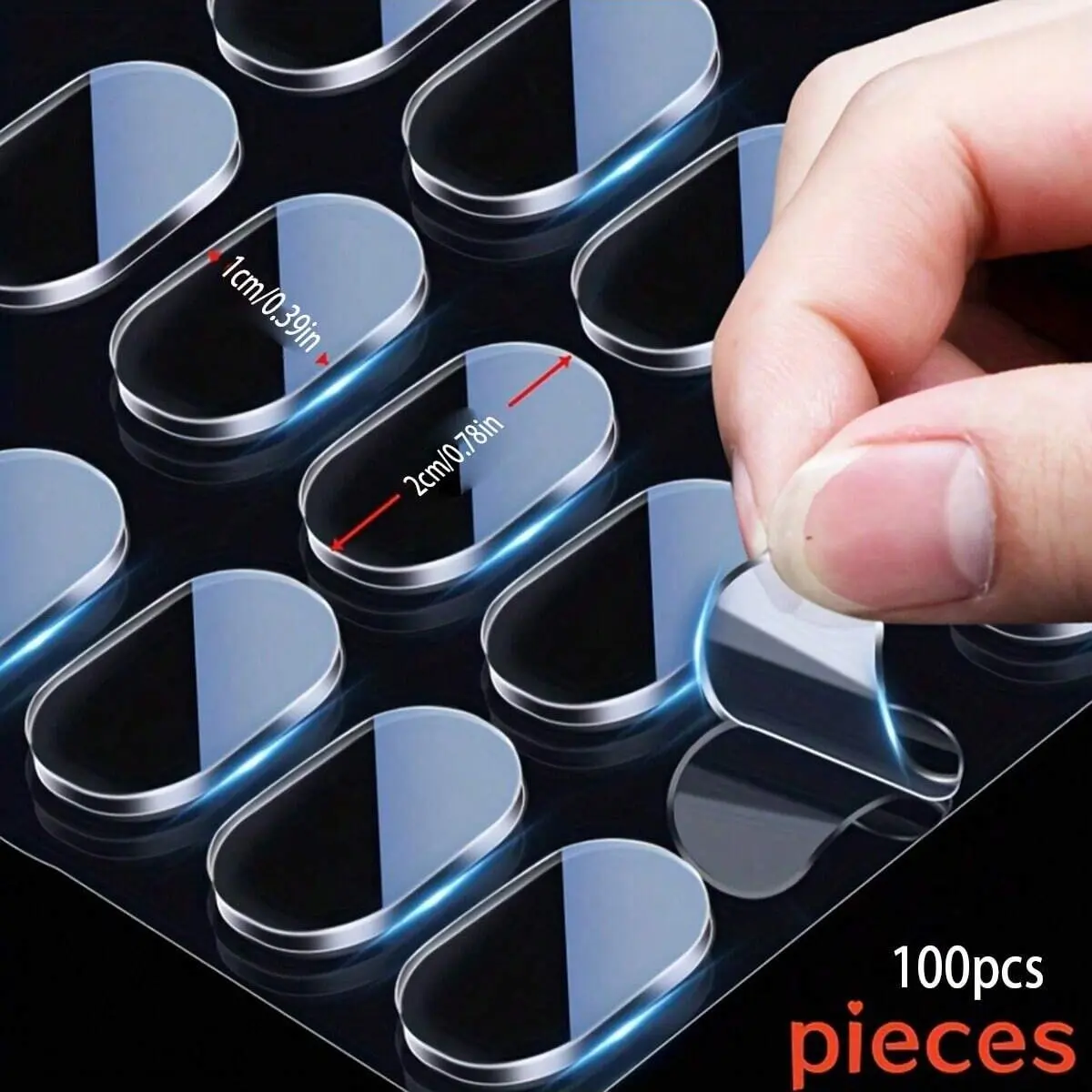 Seamless Dual-Sided Tape, Clear Double Sided Tape, Transparent Oval Invisible Adhesive for Statues and Display Boxes, Anti-Slip Acrylic Sticker, Desktop Organization, Nano Adhesive, Double Sided Tape