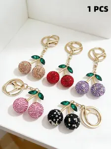 Cherry Fruit Keychain, Women's Crystal Pendant, Daily Use, Valentine's Gift, Fashion Accessory, Keychain Jewelry, Handmade, Unique Personalized Key Chain, Bling Bling Keychains