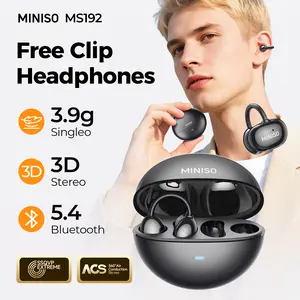 MINISO ChicClip Clip-on Design Earphones, Upgraded Panoramic Sound Headset, Comfortable Wearing & IPX5 Waterproof Sports Earbuds for Work, Fitness