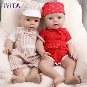 IVITA 20" Smile Silicone Reborn Baby Silicone Newborn Doll Full Silicone Baby Birthday Gift Vivid Silicone Infant Doll Mouth Open Take Pacifier