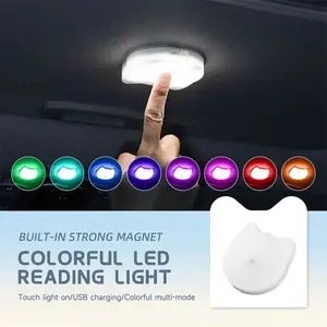 LED Touch Light Multifunctional Car Led Wireless RGB Atmosphere Light USB Charging Magnet Base Auto Roof Ceiling Reading Lamp Car Interior Lighting