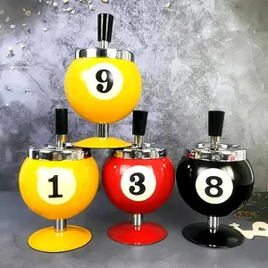 Billiard table design ashtray, creative black portable metal ashtray, suitable for billiard rooms, high-quality billiard accessory.