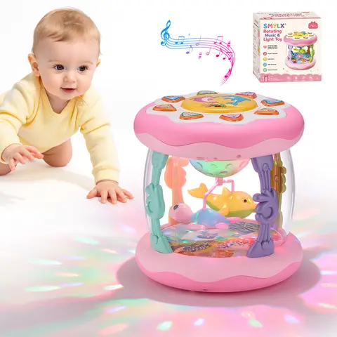 SMYLX Interactive Duck Shaped Plastic Musical Light-Up Baby Toy with 360° Rotation, Montessori Sensory Music Box for 6-9 Months Unisex Babies (Tummy Time, Soothing Lullaby Sleep Aid), Developmental Stage Educational Gift