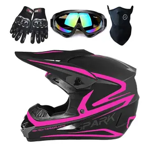 Spark Motocross Helmet for Youth Kids Adult - DOT Approved, Off-Road ATV Dirt Bike Motorcycle BMX Full Face Helmet w/ Goggles, Gloves & Mask