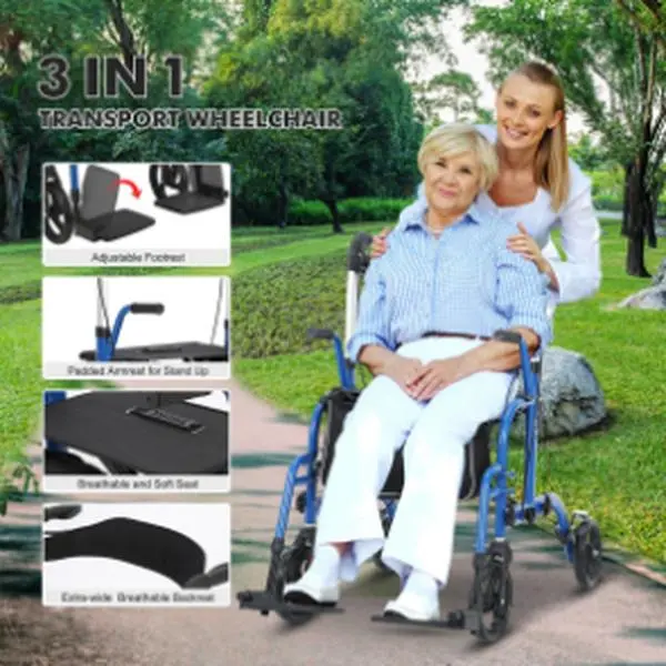 All-Terrain Rolling Walker with Seat - Foldable, Lightweight Aluminum Walker for Seniors